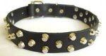 Adjustable Best Collar-Small pyramids/studs 3 rows leather dog collar - c37