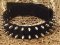 Adjustable Black nylon spiked dog collar-2 Rows of spikes collar