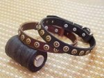 Adjustable Leather Dog Collar With Dotted Circles