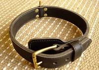 Adjustable Two ply leather agitation dog collar