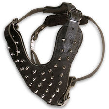 Adjustable Large Spiked Leather Dog Harness fog big dogs- custom made
