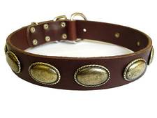 leather dog collar brown color