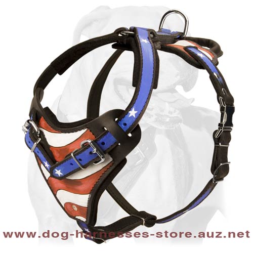 American Flag Leather Dog Harness