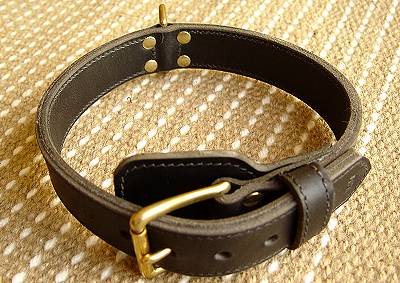 Adjustable Two ply leather agitation dog collar
