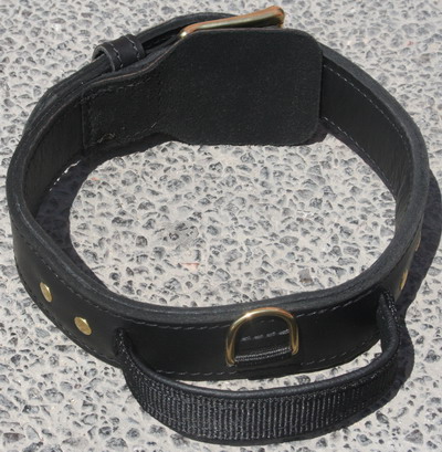 leather dog collar with handle for dog training or for dog owners