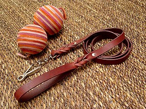 Adjustable Handcrafted leather dog leash with quick release snap hook