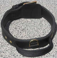 Adjustable 2 ply leather agitation dog collar with handle-custom dog collar